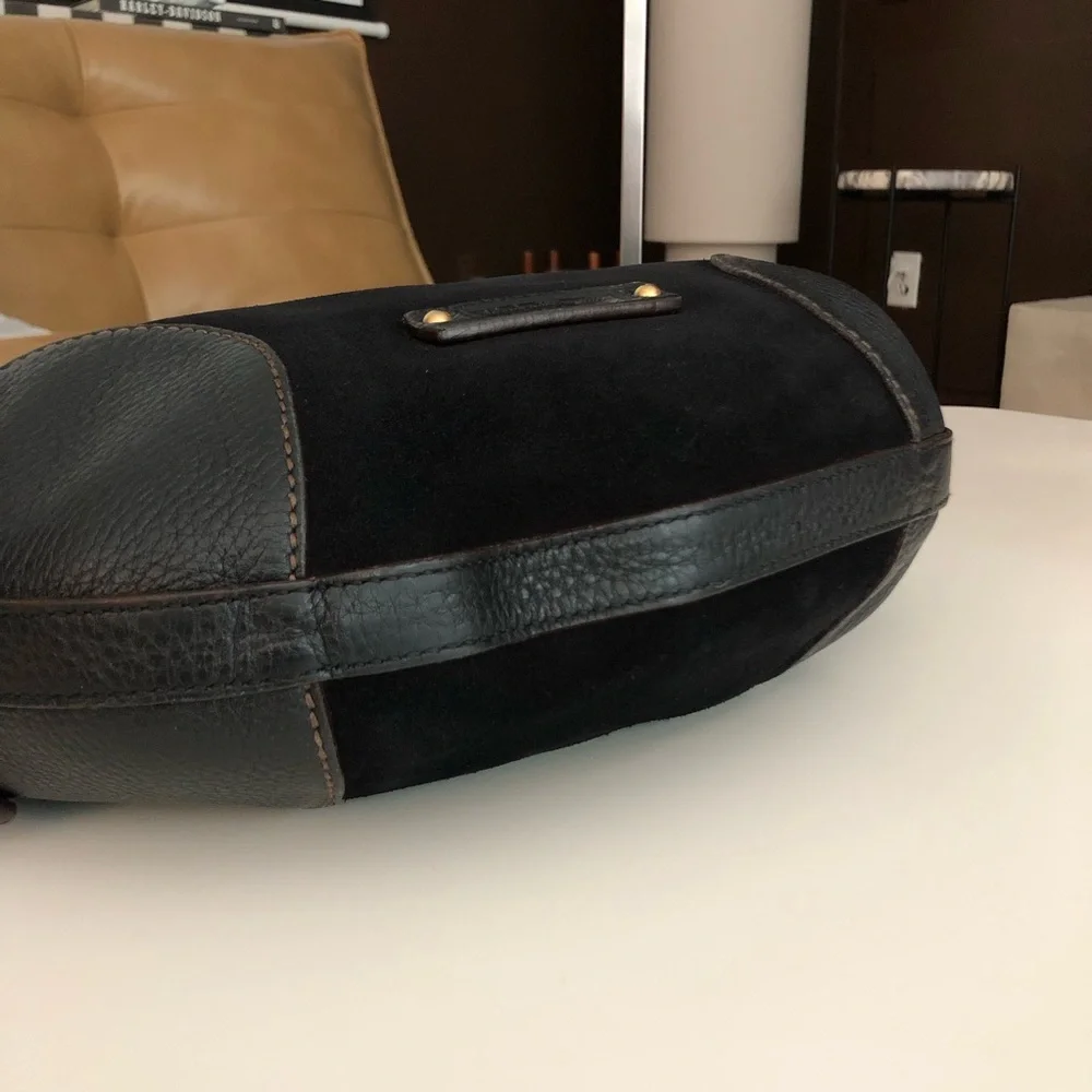 Salvatore Ferragamo Black Suede and Leather Shoulder Bag